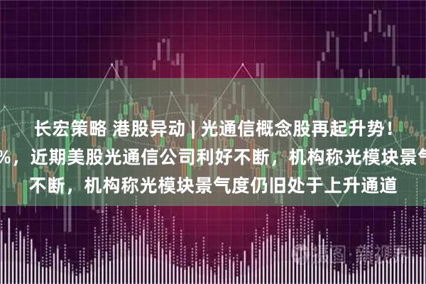 长宏策略 港股异动 | 光通信概念股再起升势！长飞光纤光缆涨近10%，近期美股光通信公司利好不断，机构称光模块景气度仍旧处于上升通道
