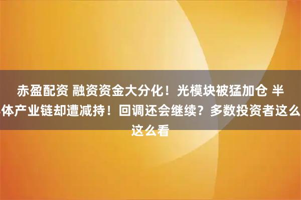 赤盈配资 融资资金大分化！光模块被猛加仓 半导体产业链却遭减持！回调还会继续？多数投资者这么看
