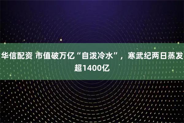 华信配资 市值破万亿“自泼冷水”,寒武纪两日蒸发超1400亿